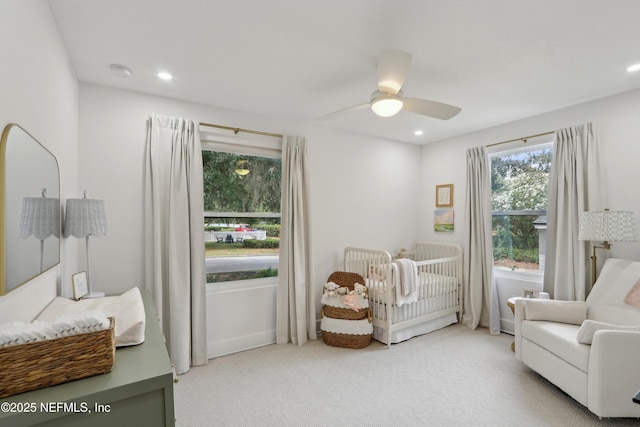 1407 Palmer Ter, Jacksonville, FL 32207 - bedroom with carpet flooring, recessed lighting, and ceiling fan