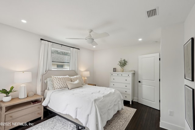 1407 Palmer Ter, Jacksonville, FL 32207 - bedroom featuring recessed lighting, dark wood-style flooring, and a ceiling fan