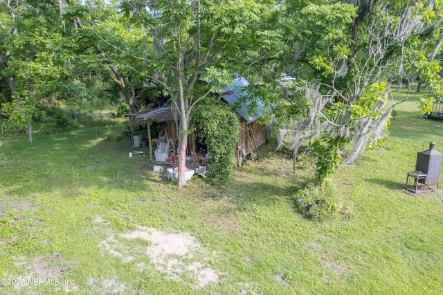 view of yard featuring an outdoor structure
