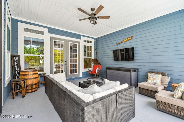 225 Shinnecock Dr, Saint Johns, FL 32259 - view of patio featuring ceiling fan, an outdoor hangout area, and french doors