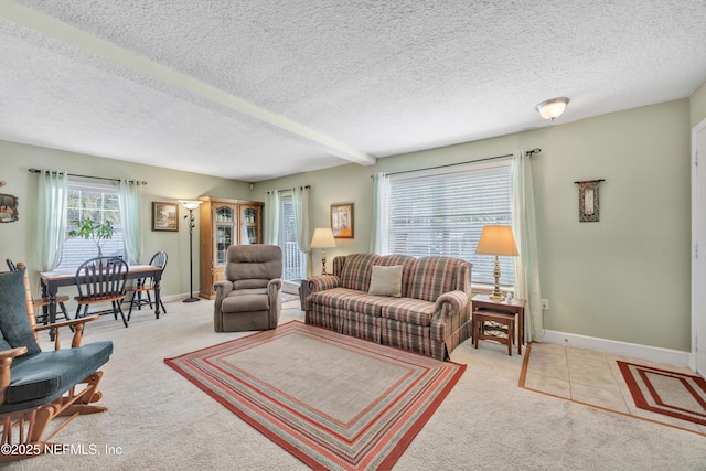 3434 Blanding Blvd Unit 214, Jacksonville, FL 32210 - carpeted living area with baseboards and a textured ceiling