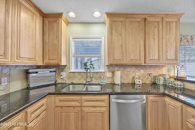3434 Blanding Blvd Unit 214, Jacksonville, FL 32210 - kitchen with dishwasher, a sink, a textured ceiling, and a healthy amount of sunlight