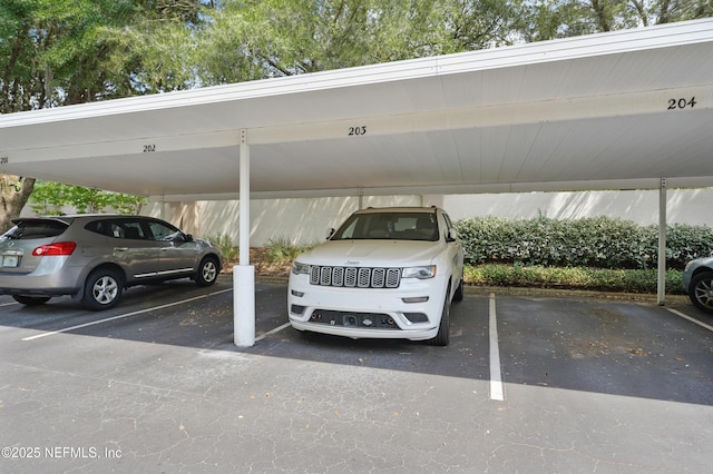 view of covered parking lot
