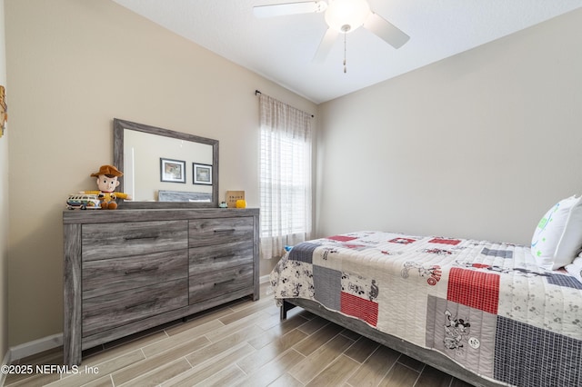 2793 Pointed Leaf Rd, Green Cove Springs, FL 32043 - bedroom with light wood-type flooring, a ceiling fan, and baseboards
