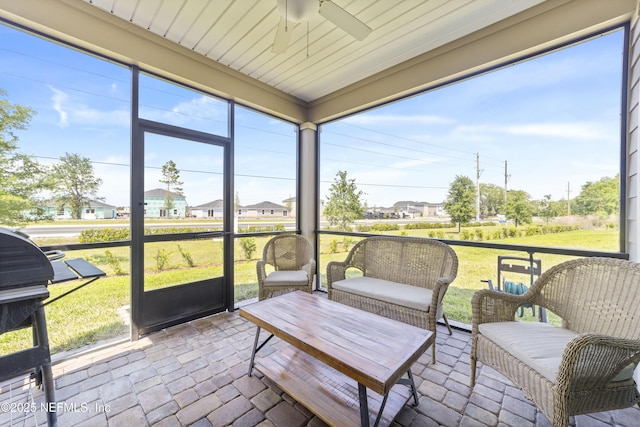 2793 Pointed Leaf Rd, Green Cove Springs, FL 32043 - sunroom with a healthy amount of sunlight, ceiling fan, and an outdoor hangout area