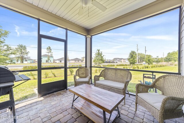 2793 Pointed Leaf Rd, Green Cove Springs, FL 32043 - sunroom with a healthy amount of sunlight, ceiling fan, and an outdoor hangout area