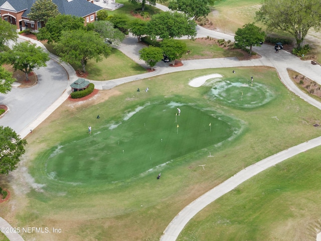 drone / aerial view with view of golf course