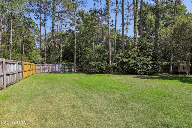 view of yard featuring a fenced backyard
