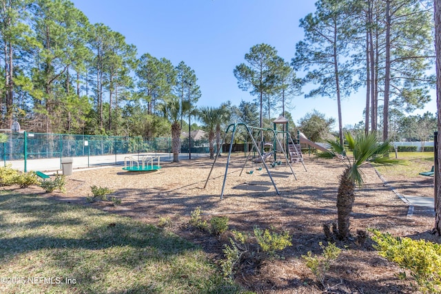 community play area featuring fence