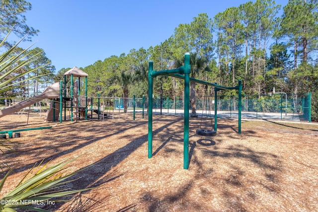 community play area featuring fence