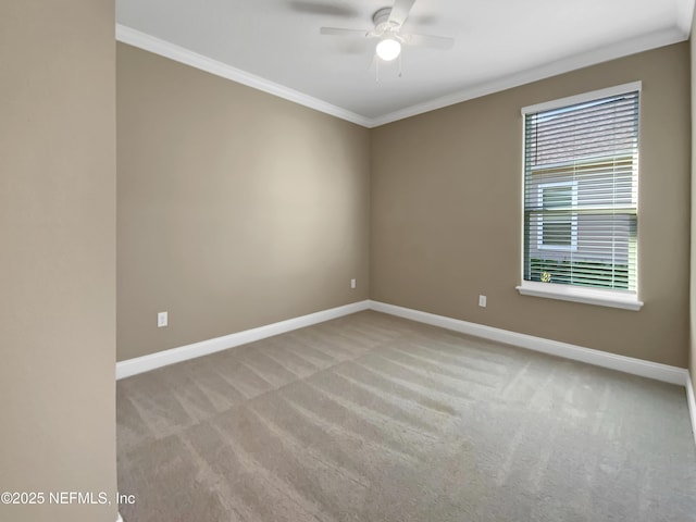 350 Latrobe Ave, Saint Augustine, FL 32095 - unfurnished room featuring baseboards, carpet floors, ceiling fan, and crown molding