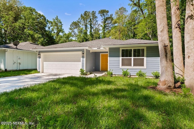 ranch-style house with an attached garage and driveway
