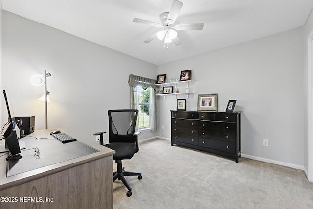 245 Village Green Ave, Fruit Cove, FL 32259 - office area with light carpet, baseboards, and ceiling fan