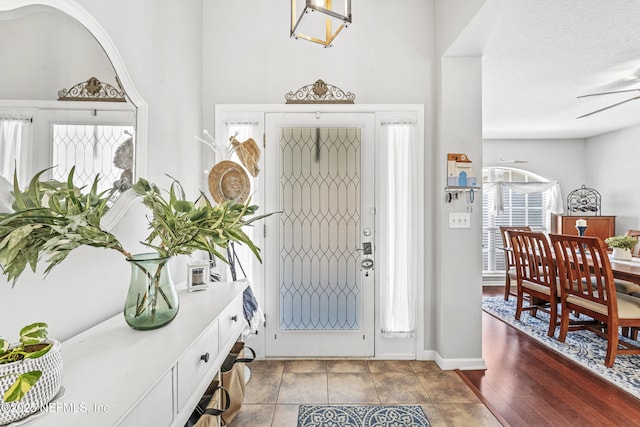 foyer entrance with baseboards and a healthy amount of sunlight