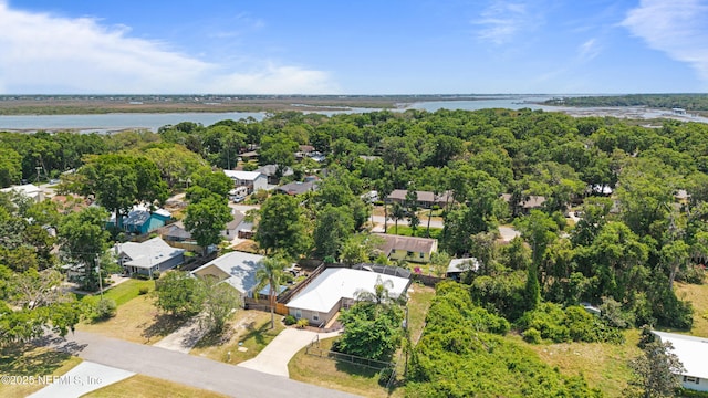 aerial view featuring a residential view and a water view