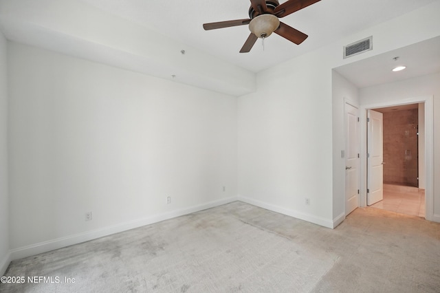 1431 Riverplace Blvd Unit 2003, Jacksonville, FL 32207 - unfurnished room featuring visible vents, ceiling fan, light colored carpet, and baseboards