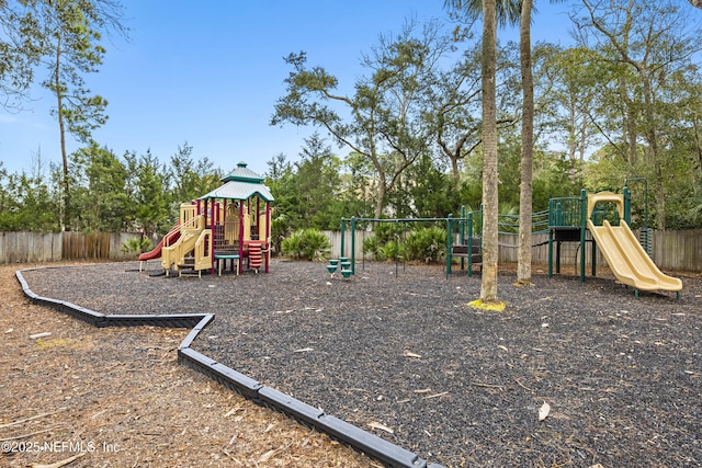 community play area featuring fence