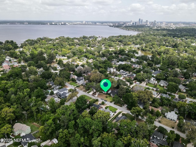 bird's eye view featuring a water view