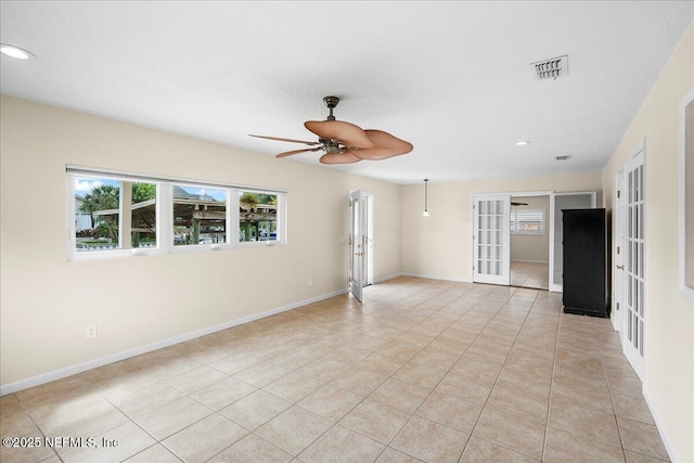 4201 San Pablo Rd S, Jacksonville, FL 32224 - spare room with light tile patterned flooring, visible vents, french doors, and recessed lighting