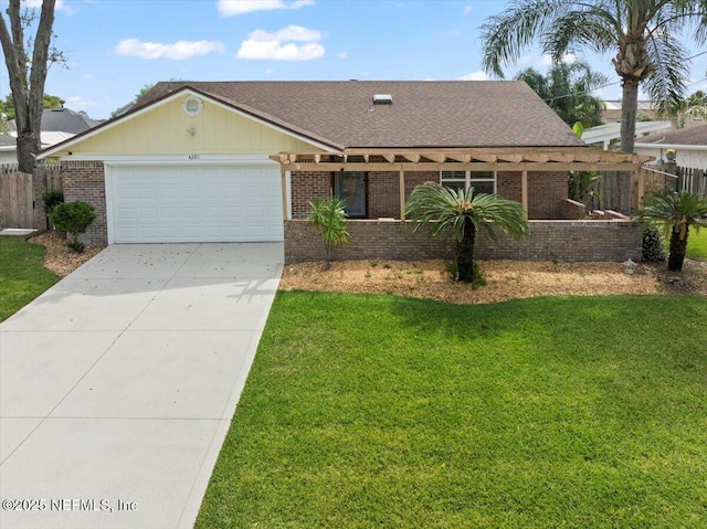 4201 San Pablo Rd S, Jacksonville, FL 32224 - single story home featuring brick siding, an attached garage, fence, and a front lawn