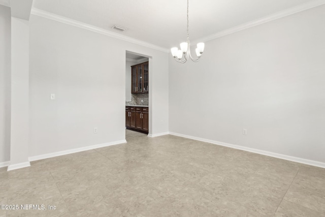 124 Sarah Elizabeth Dr, Saint Johns, FL 32259 - unfurnished room featuring an inviting chandelier, light tile patterned floors, baseboards, and ornamental molding