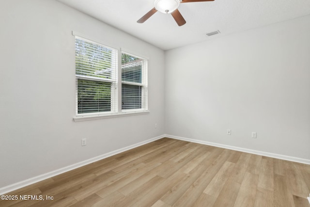 124 Sarah Elizabeth Dr, Saint Johns, FL 32259 - empty room featuring light wood-style floors, visible vents, baseboards, and ceiling fan