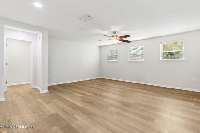 124 Sarah Elizabeth Dr, Saint Johns, FL 32259 - unfurnished room with light wood-style flooring, a ceiling fan, visible vents, baseboards, and recessed lighting