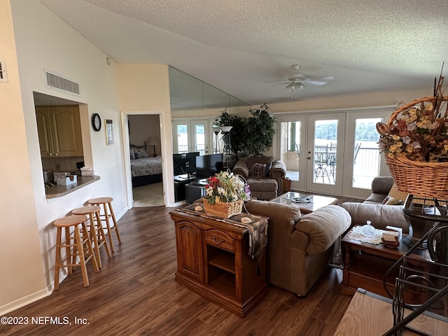 99 Broad River Pl Unit 1301, Welaka, FL 32193 - living room with plenty of natural light, ceiling fan, visible vents, baseboards, and dark wood-style floors