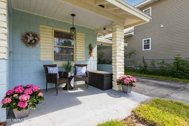 view of patio with a porch