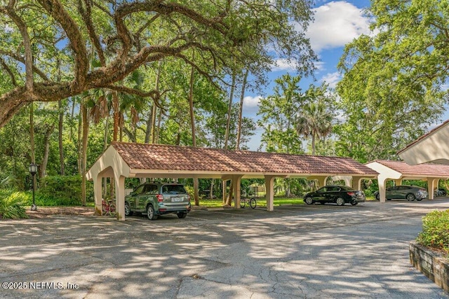 view of covered parking lot