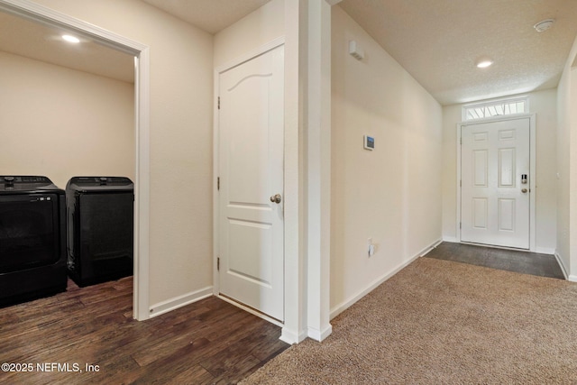 4402 Warm Springs Way, Middleburg, FL 32068 - foyer featuring separate washer and dryer, baseboards, and dark wood-style flooring