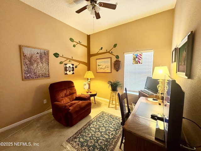 9421 Osprey Branch Trl Unit 4, Jacksonville, FL 32257 - home office with ceiling fan, carpet floors, and baseboards