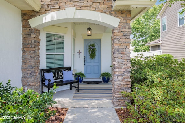 72 Whistler Trce, Ponte Vedra, FL 32081 - property entrance with a porch and stone siding