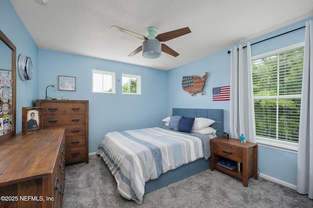 72 Whistler Trce, Ponte Vedra, FL 32081 - carpeted bedroom with baseboards, ceiling fan, and a textured ceiling