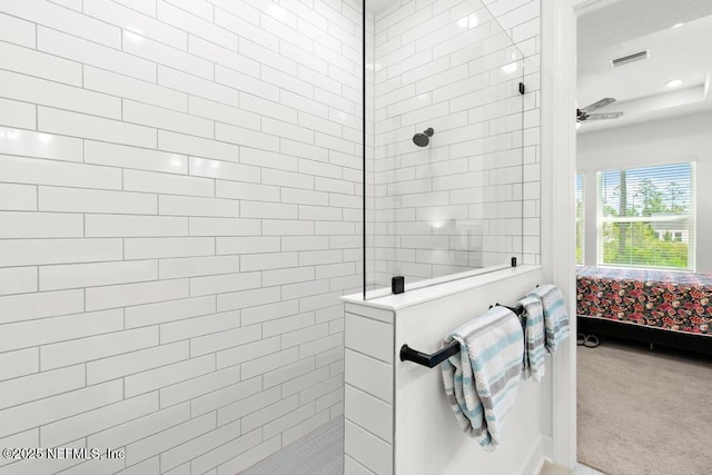 ensuite bathroom featuring visible vents, a walk in shower, and ensuite bathroom
