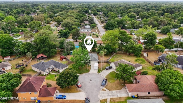 bird's eye view with a residential view