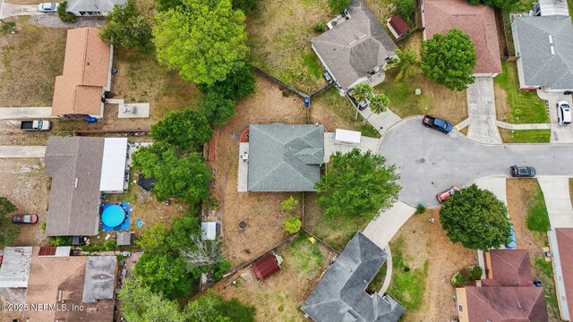 drone / aerial view with a residential view