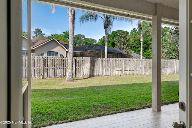view of yard featuring a fenced backyard