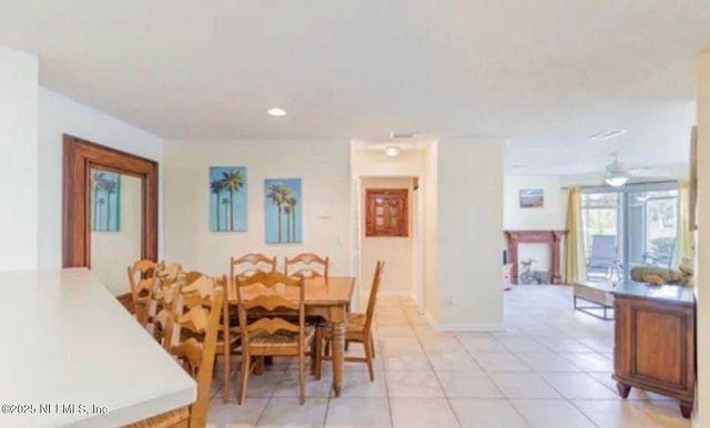 500 Sandiron Cir Unit 517, Ponte Vedra Beach, FL 32082 - dining space with recessed lighting, ceiling fan, and light tile patterned flooring
