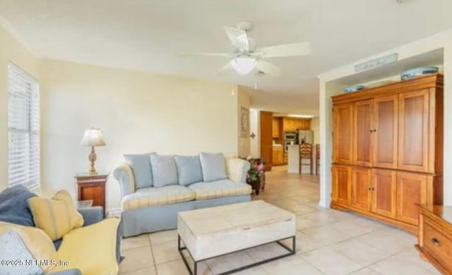 500 Sandiron Cir Unit 517, Ponte Vedra Beach, FL 32082 - living area with light tile patterned floors and a ceiling fan
