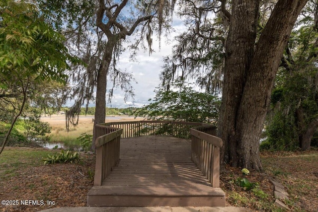 view of community featuring a wooden deck