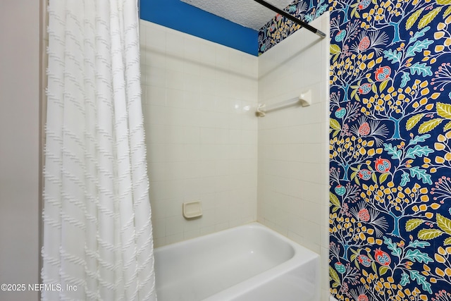 157 Jardin De Mer Pl Unit 157, Jacksonville Beach, FL 32250 - bathroom featuring a textured ceiling and shower / bath combination with curtain