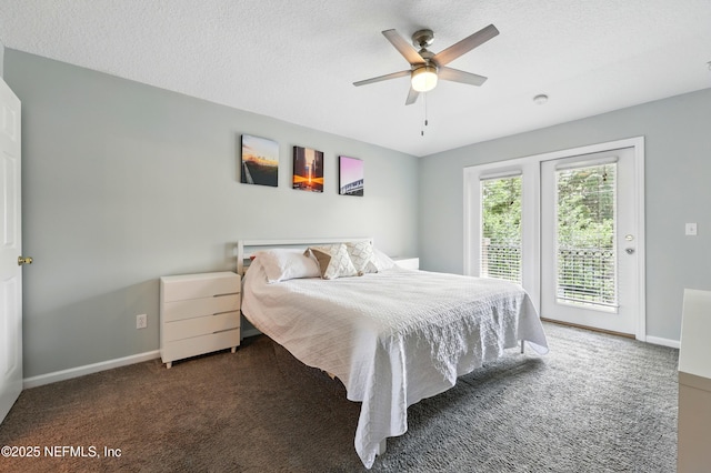 157 Jardin De Mer Pl Unit 157, Jacksonville Beach, FL 32250 - carpeted bedroom featuring baseboards, a ceiling fan, a textured ceiling, and access to exterior