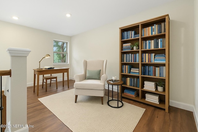 7708 Galveston Ave, Jacksonville, FL 32211 - sitting room featuring dark wood-style floors, recessed lighting, and baseboards
