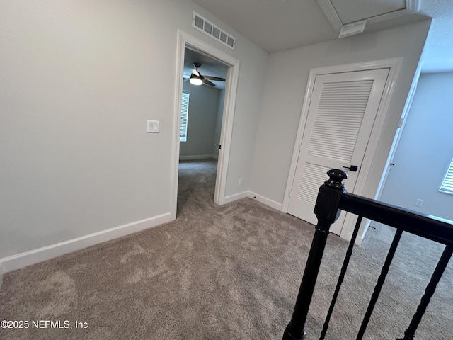 1116 Morgans Treasure Rd, Saint Augustine, FL 32084 - hall featuring plenty of natural light, attic access, carpet, baseboards, and visible vents
