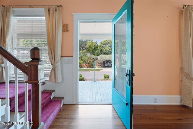 223 Rainey Ave, Saint Augustine, FL 32084 - doorway to outside with stairs and wood finished floors