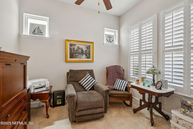 74 Lone Eagle Way, Ponte Vedra, FL 32081 - sitting room with a ceiling fan and light colored carpet