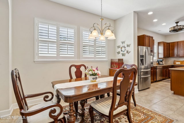 74 Lone Eagle Way, Ponte Vedra, FL 32081 - dining space with recessed lighting, an inviting chandelier, and light tile patterned floors