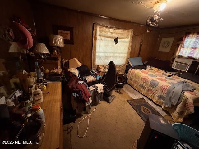 carpeted bedroom featuring cooling unit