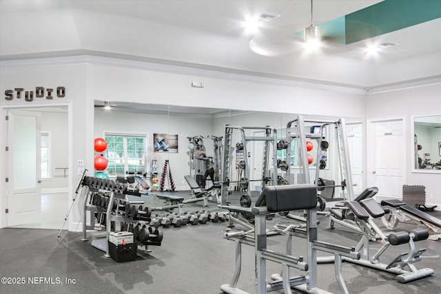 gym featuring visible vents